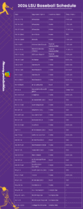 LSU Baseball Schedule 2026 Printable