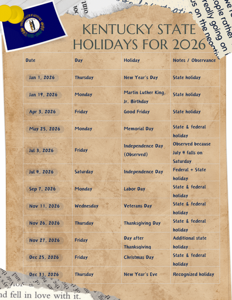 Kentucky State Holidays for 2026 (3)