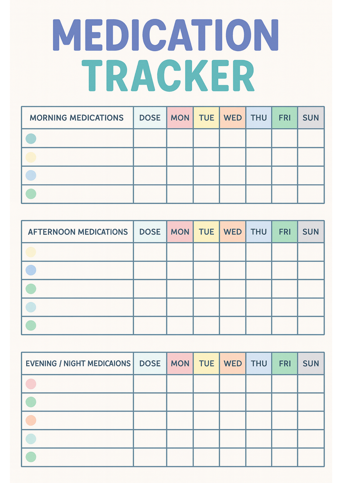 Medicine Schedule Planner, Pill Tracking