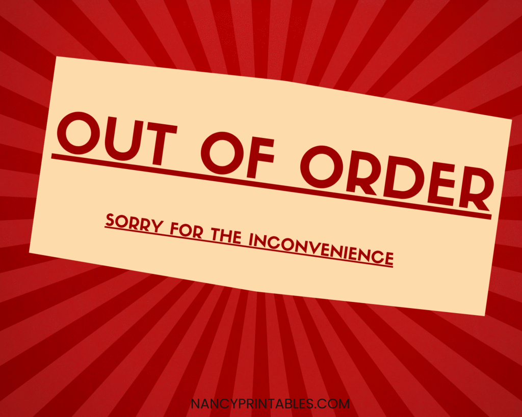 Out of Order Printable Sign 2